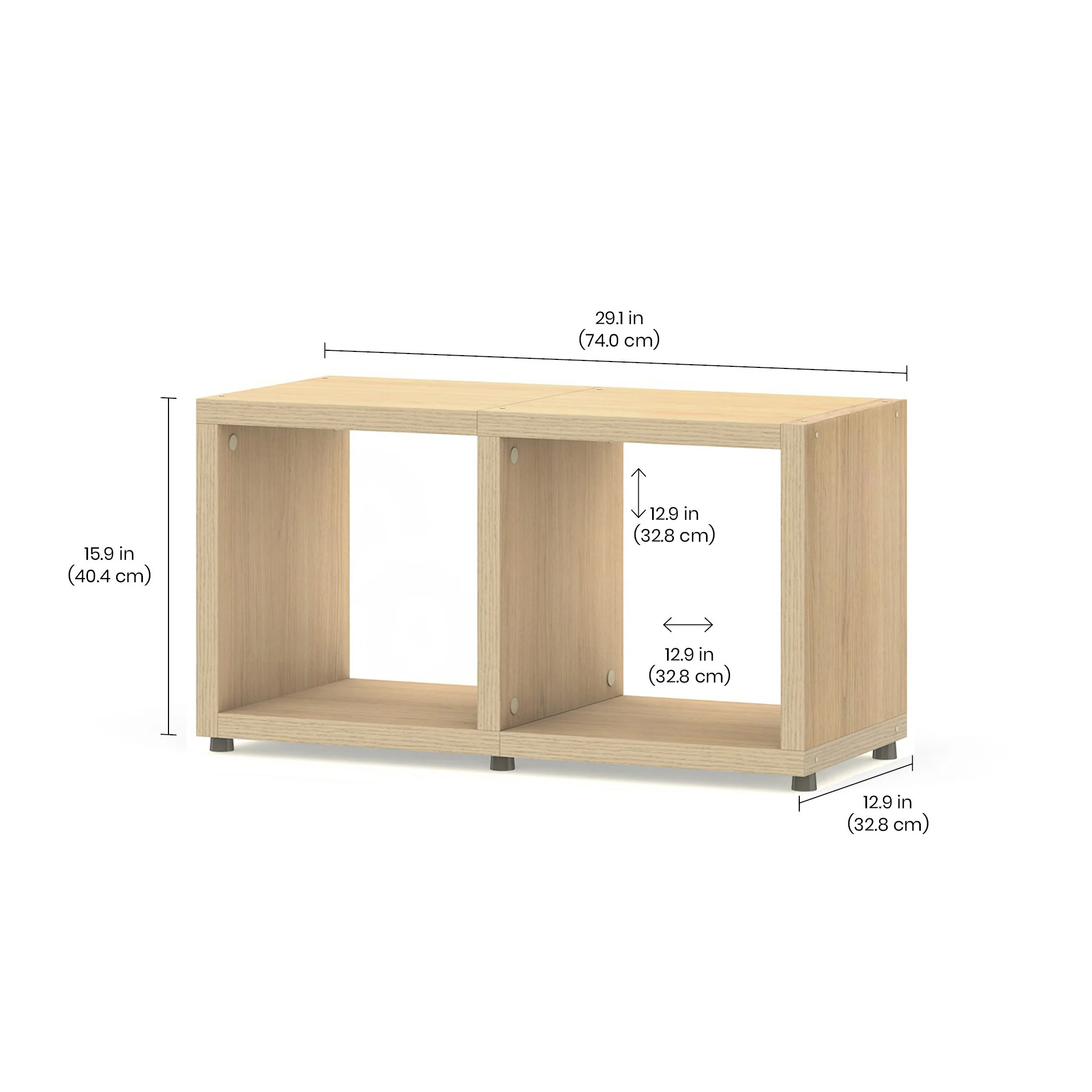2 Cube Storage Unit - Modern Organizer with Premium Melamine & Scratch-Resistant Finish BOON Cube Storage Shelf Square 2x1 - Image 3