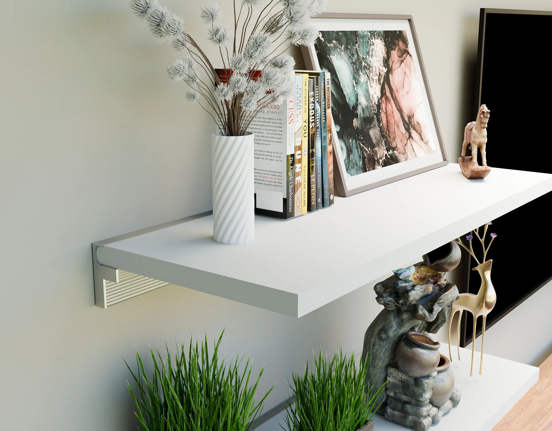 Sturdy Shelf and Bracket Kit With Stylish Supports - Ideal Bathroom, Kitchen, Living Room or Bedroom Shelves