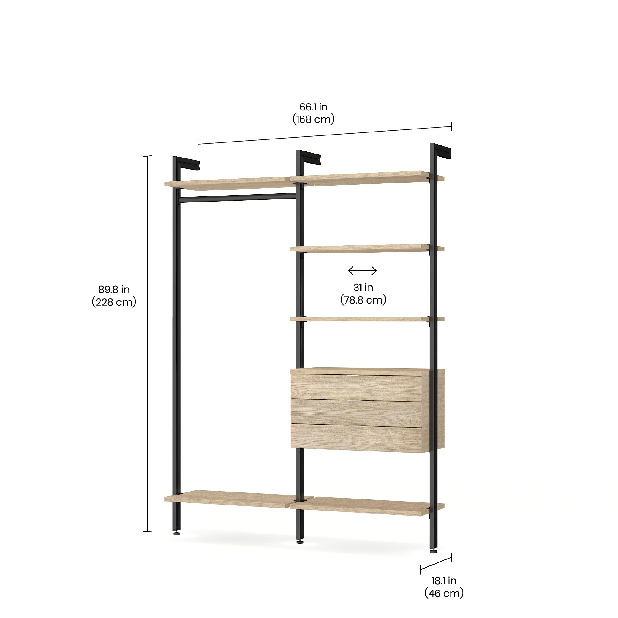 Wardrobe Closet with Drawers Open Wardrobe CLOS-IT W-204 - Image 5