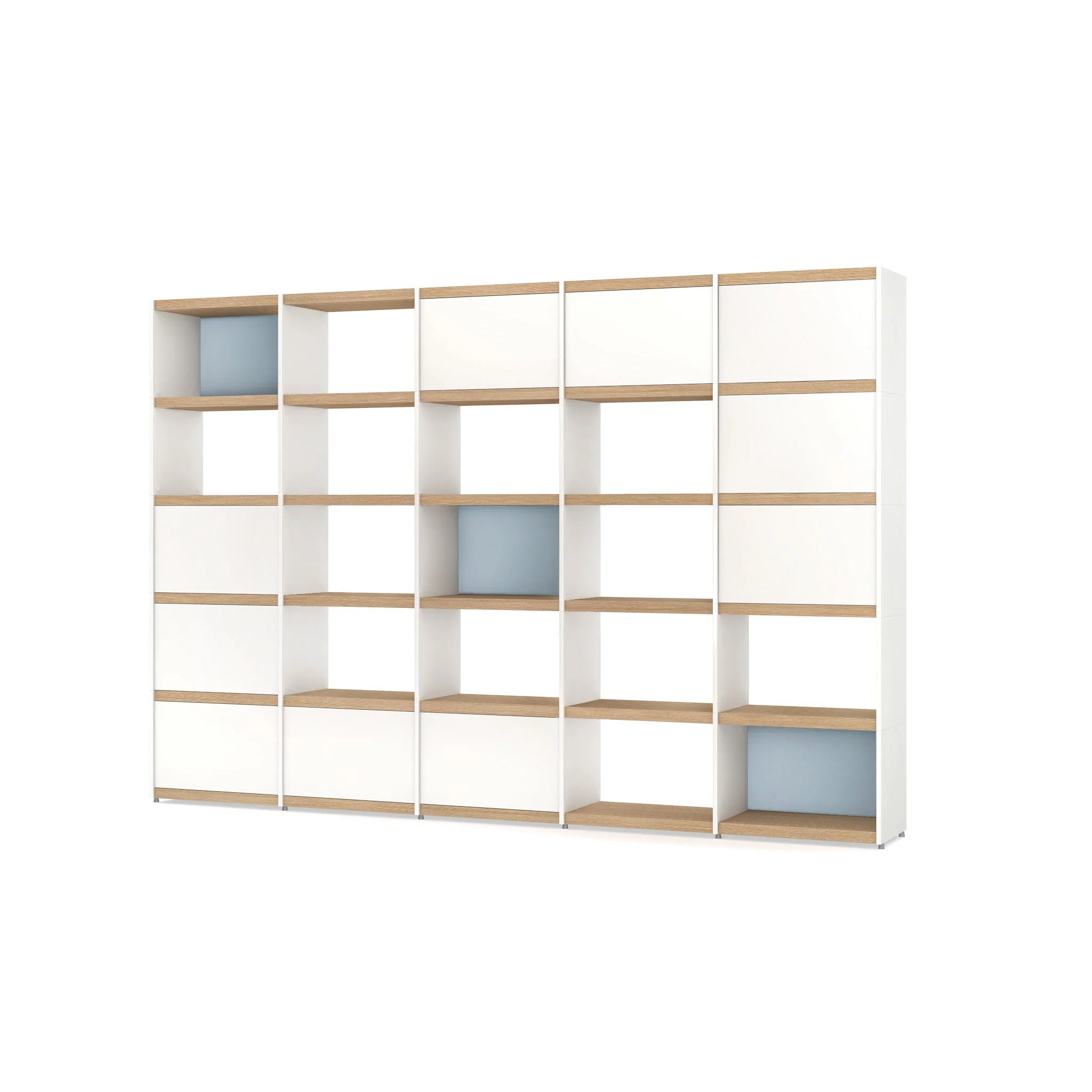 YOMO Modular Bookshelf 5x5 Accessorized with Blue
