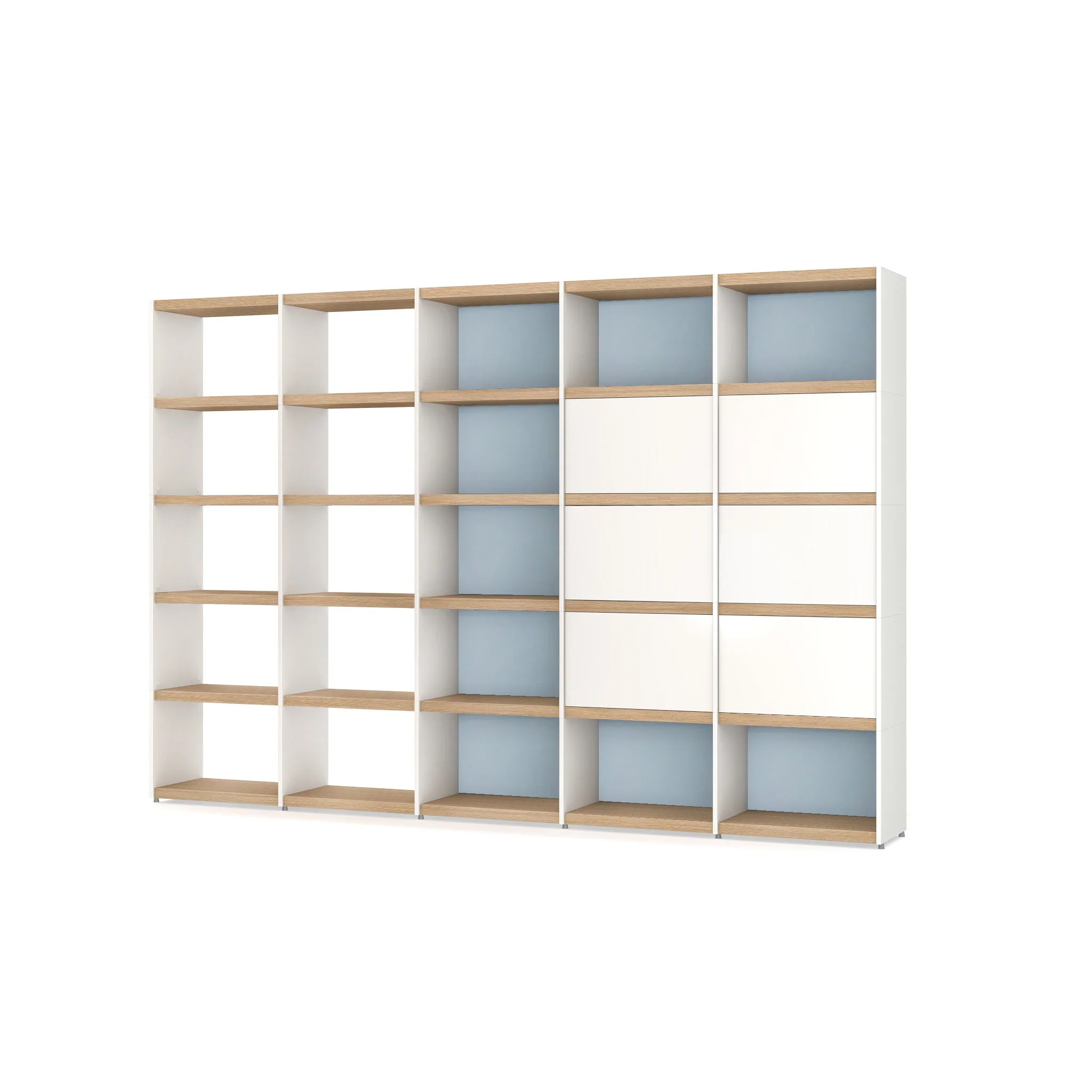 YOMO Modular Bookshelf 5x5 Accessorized with Blue - Image 2
