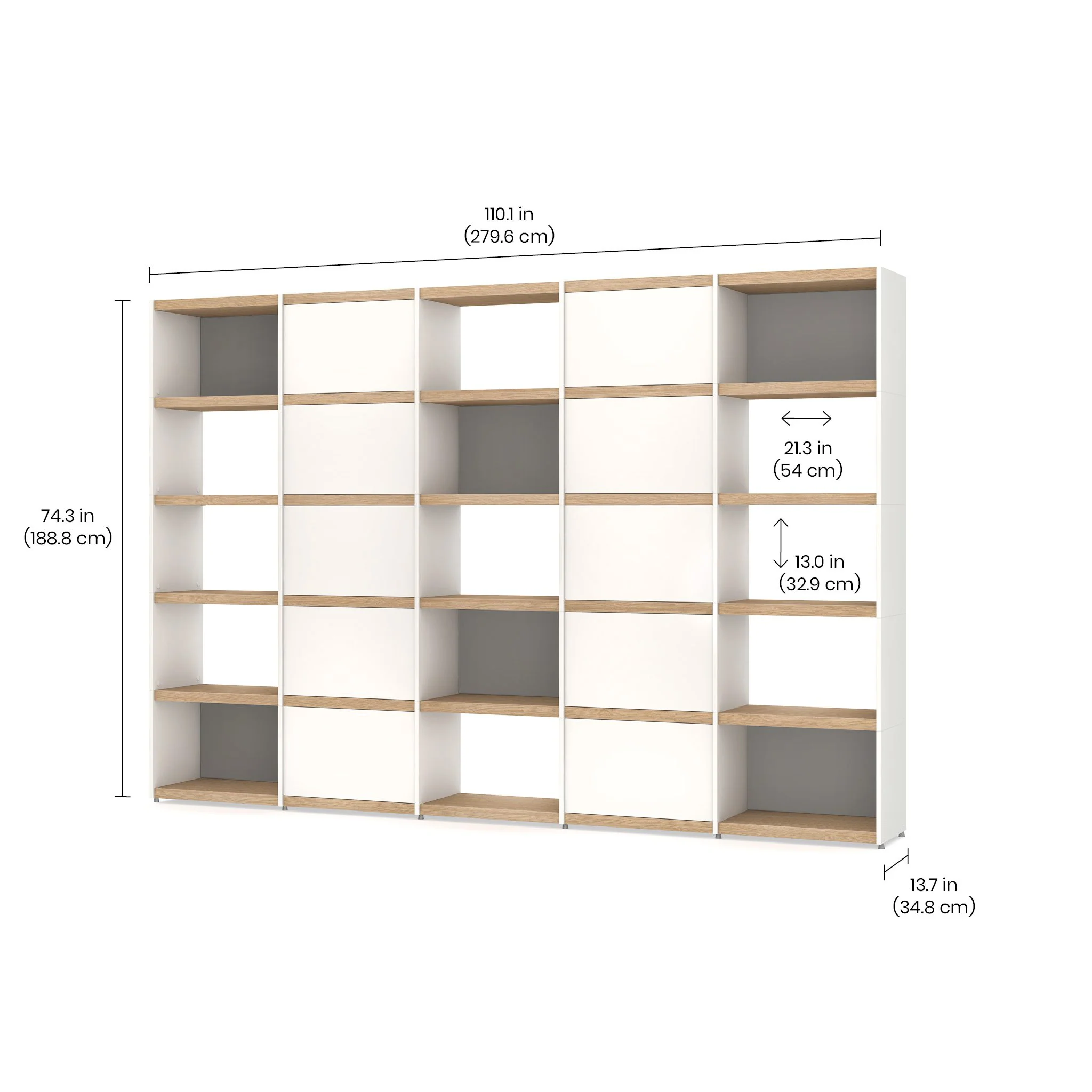 YOMO Modular Bookshelf 5x5 Accessorized with Blue - Image 3